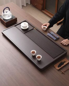 Tea Tray Solid 60*32cm Wood Home Use 2025New Small Handcrafted Tea Table Tray Solid Piece Office Gongfu Tea Drainage